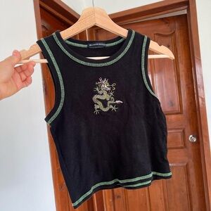 Black & Green Dragon Crop Top